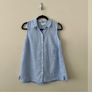 BEACH Lunch Lounge-Linen Blend Sleeveless Button Down (Size: Medium)